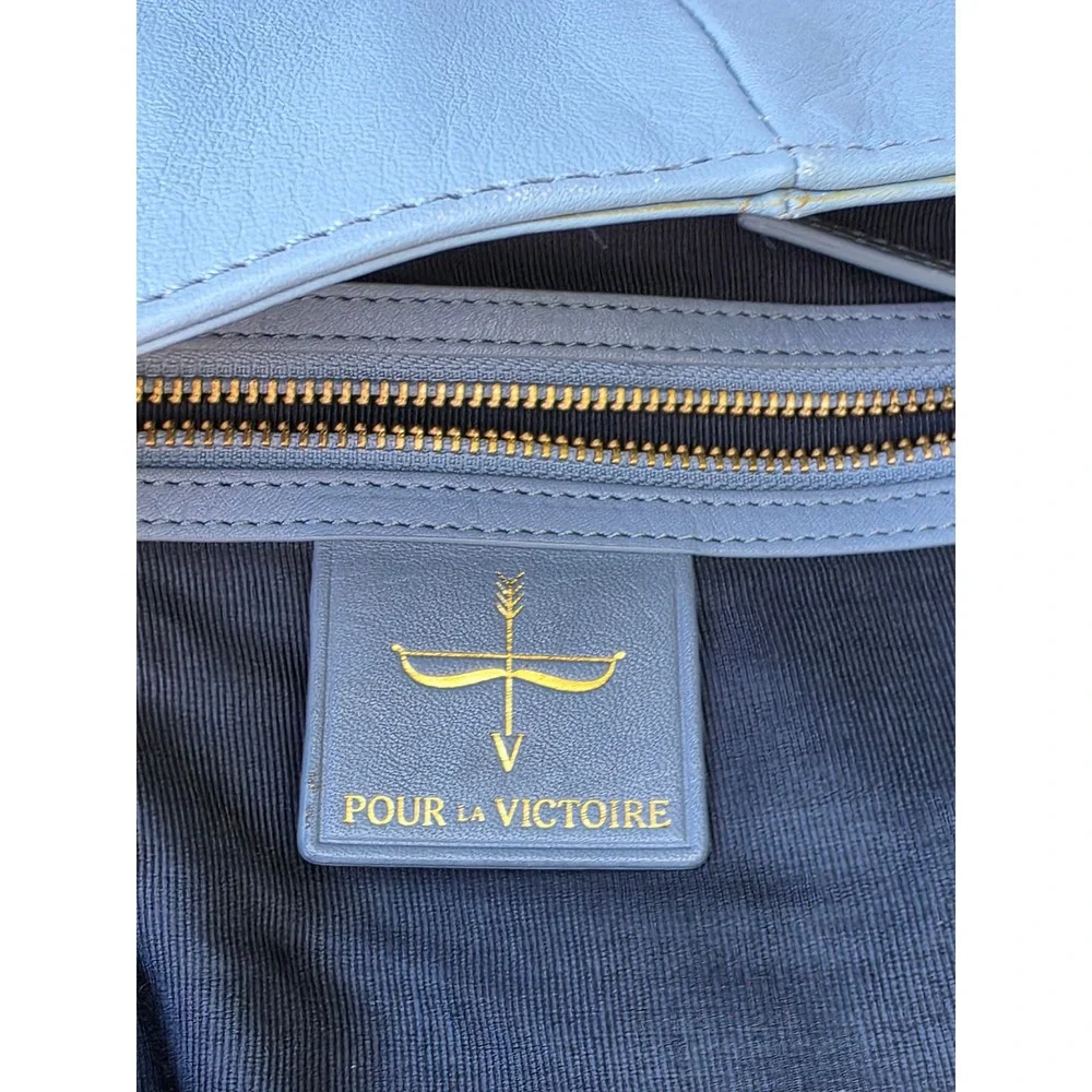 Pour La Victoire Blue Leather Hobo Shoulder Bag Slouchy Large Tote